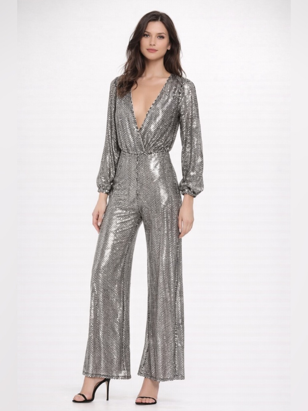 TULAROSA Gold Sequin Azalea‎ Jumpsuit sz L